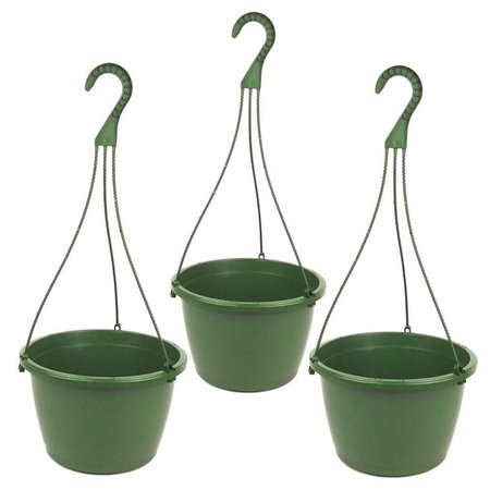 POPPELMANN 10 in Plastic Hanging Basket Green 3PK MAJ254183
